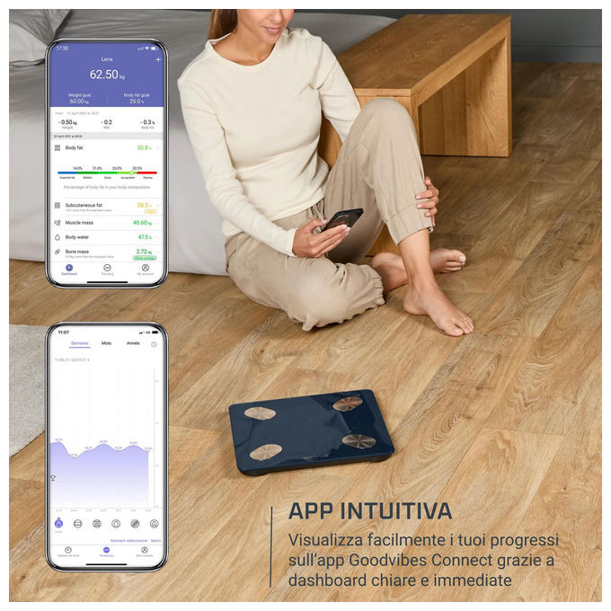 Rowenta BR9720 Bilancia Smart 180 kg 15 indicatori colore Blu