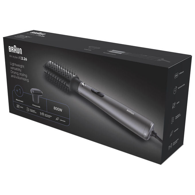 Braun BRAS226E AS2.26 Spazzola Arricciacapelli 800 W con Tecnologia IONTEC e Concentratore Incluso colore Nero