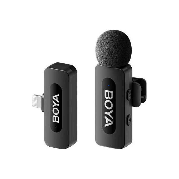 BOYA BY-V1 V2.0 Microfono Wireless 2.4GHz Portata 100 m Connettivita' Lightning USB-C 3.5 mm colore Nero