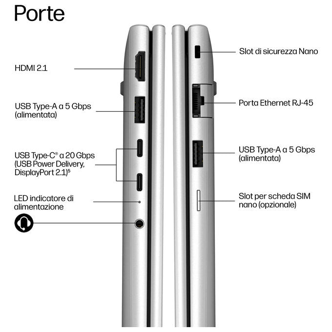 HP DQ6M7AT ProBook 4 G2i Computer portatile Intel Core 7 350 32 GB LPDDR5x 512 GB SSD Wi-Fi 7 Windows 11 Pro colore Argento