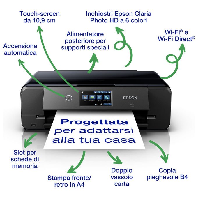 Epson C11CL95402 Expression Photo XP-980 Stampante Multifunzione Inkjet A3 Wi-Fi LCD Touch Nero