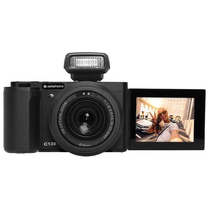 AgfaPhoto C130 Realishot Fotocamera Compatta 24 MP CMOS 4K Wi-Fi Schermo Touch Rotante Zoom Ottico 10x colore Nero