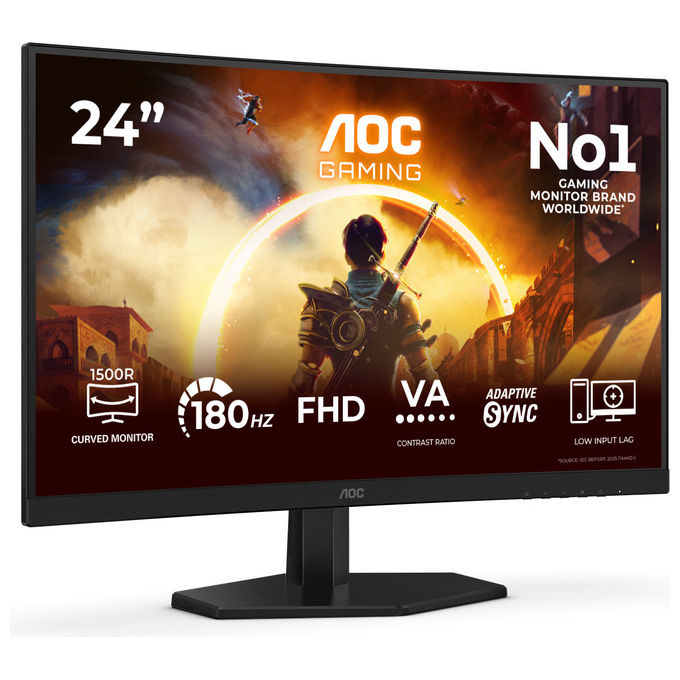 AOC C24G42FE G4 Monitor Curvo 23.6'' FHD 180Hz HDR10 colore Nero Rosso