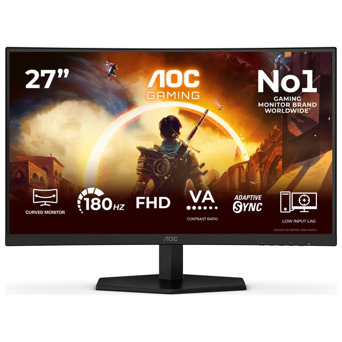 AOC C27G42FE G4 Monitor Gaming Curvo 27'' FHD 180 Hz 0,5 ms colore Nero Rosso