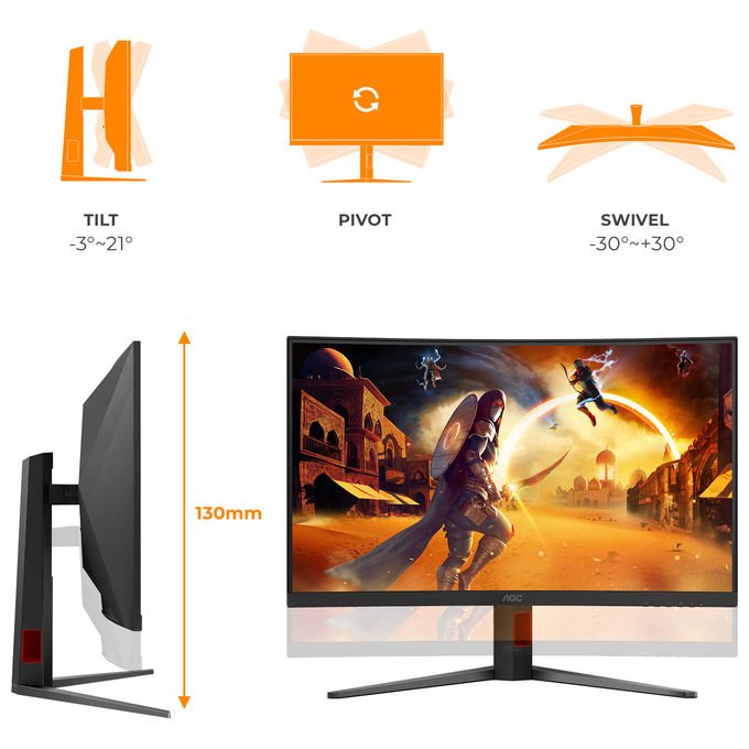 AOC C32G4Z Monitor Gaming Curvo 31,5'' FHD 260Hz VA HDR10 colore Nero