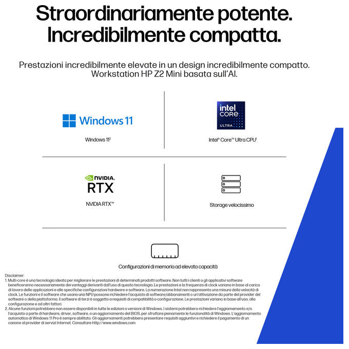 HP E26G7ET Z2 Mini G1i Stazione di lavoro AI 32 GB DDR5-SDRAM 1 TB SSD Windows 11 Pro colore Nero