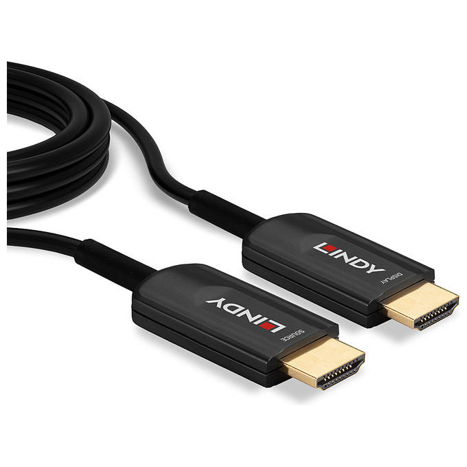 Lindy 38381 Cavo HDMI 8K60 Ultra High Speed Ibrido in Fibra 15 m HDMI 2.1 48 Gbit-s colore Nero