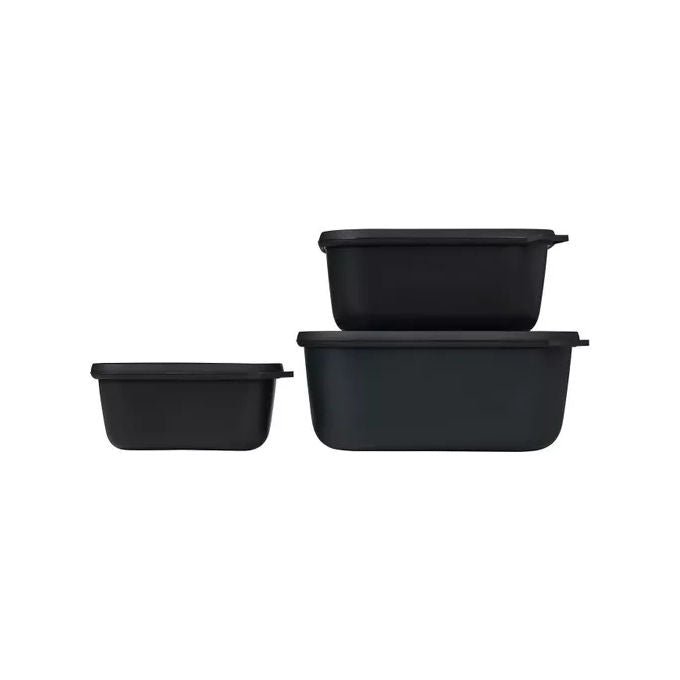 Mepal CIRQULA Set Portapranzo 3 Pezzi Rettangolari Alti 750 1500 3000 ml in Polipropilene PP e TPE con Coperchio Ermetico per Microonde Frigo e Lavastoviglie colore Nordic Blue