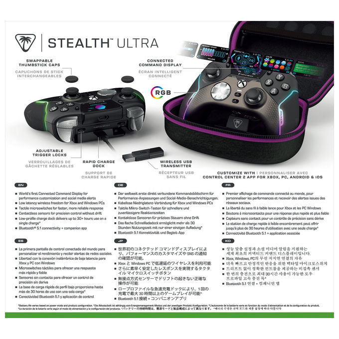 Turtle Beach TBS-0710-05 Stealth Ultra Wireless Controller da Gioco con Dock di Ricarica Rapida e Display di Comando per Xbox Series X-S Xbox One e PC colore Nero