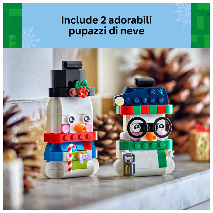 Lego 40812 Pupazzi di Neve Ornamentali Set da Costruzione 168 Pezzi per Bambini da 6 Anni in Su colore Multicolore