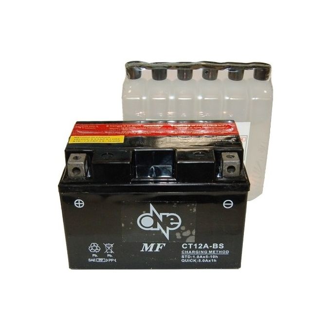 One Batteria Moto CT12A-BS 12V 10AH con acido predosato a corredo equivalente YT12A