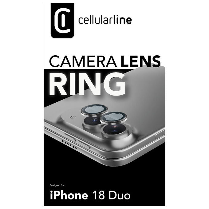 Cellularline CAMERARINGIPH18FLD CAMERA LENS RING Protezione per obiettivo fotocamera iPhone 18 Ultra in vetro temperato resistente a graffi e urti colore Trasparente