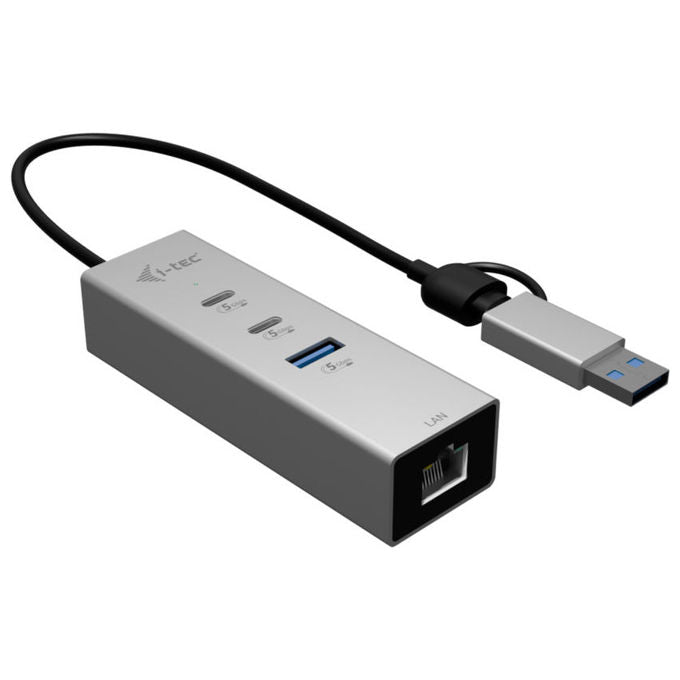 I-tec CAMETALG325HUB USB-C-USB-A Metal HUB 3 2x USB-C 1x USB-A 2.5GBASE-T Ethernet Argento