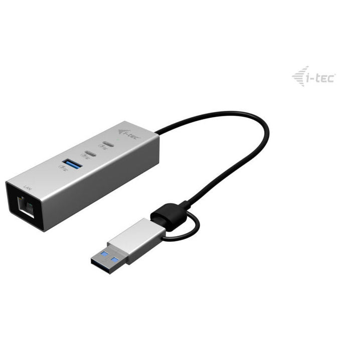 I-tec CAMETALG325HUB USB-C-USB-A Metal HUB 3 2x USB-C 1x USB-A 2.5GBASE-T Ethernet Argento