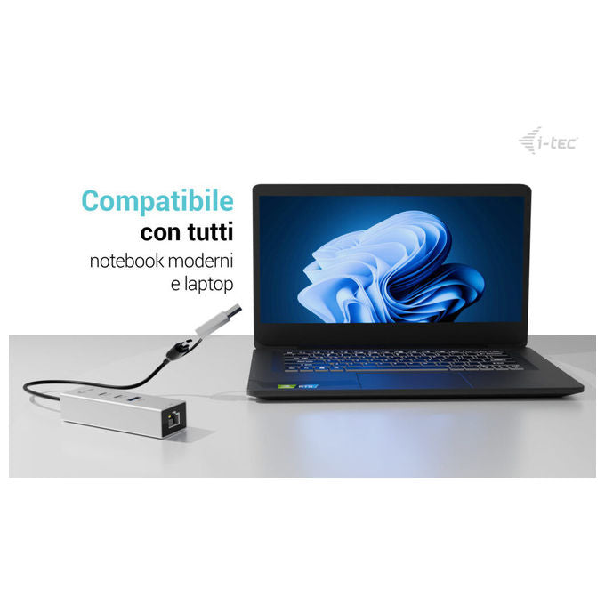 I-tec CAMETALG325HUB USB-C-USB-A Metal HUB 3 2x USB-C 1x USB-A 2.5GBASE-T Ethernet Argento