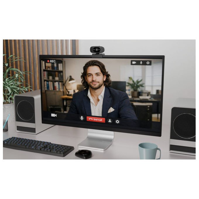 I-tec CAMSOLOMONF200 SOLOMON 200 1080p Business Webcam Risoluzione 1920 x 1080 Pixel 2 MP 85° Microfono Integrato colore Nero
