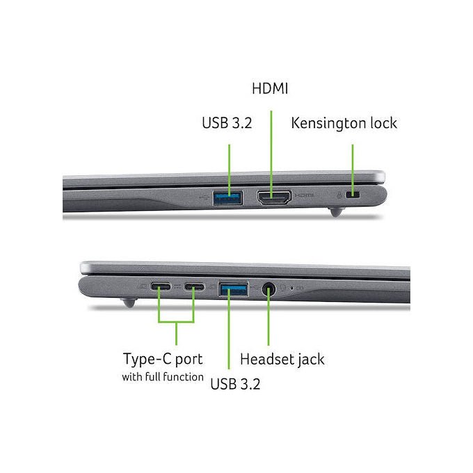 Acer Chromebook Plus 516 CB516-1H-357B 16 pollici Intel Core i3 8 GB RAM 256 GB SSD ChromeOS colore Grigio