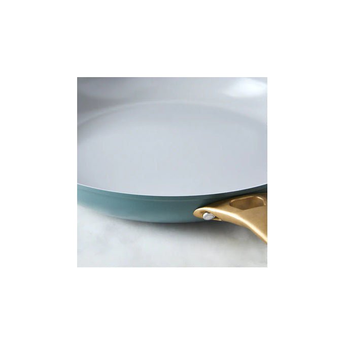 GreenPan CC002296-001 Padova Padella per saute' in Alluminio con Rivestimento in Ceramica Antiaderente Fino a 220 °C Lavabile in Lavastoviglie Acciaio Inossidabile Dorato colore Smokey Blue
