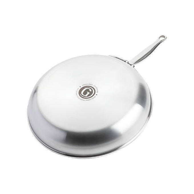 GreenPan CC003819 Premiere Tava 30 cm in Acciaio Inox con Rivestimento Ceramico Antiaderente Senza PFOA Resistente fino a 220 °C Adatta a Tutti i Piani Cottura incluso Induzione colore Nero