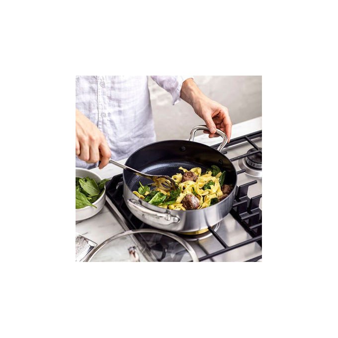 GreenPan CC003820-001 Premiere Padella per friggere Gourmet con rivestimento antiaderente in ceramica Thermolon Infinity Pro e coperchio incluso diametro 26 cm colore Argento