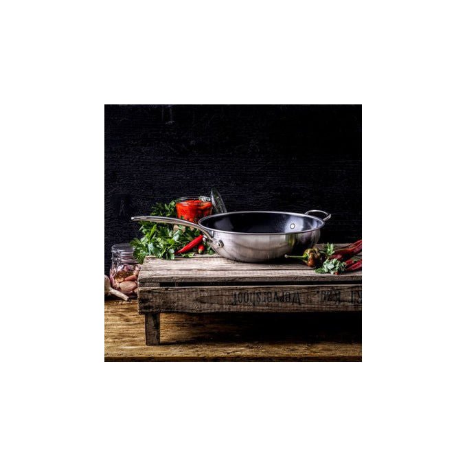 GreenPan CC003821-001 Premiere Wok-padella per cottura al salto Acciaio inox Antiaderente 30 cm colore Argento