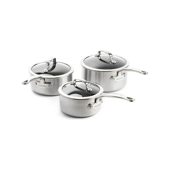GreenPan CC003822-001 Premiere Padella per saute' in Acciaio Inox con Rivestimento Antiaderente in Ceramica Forno fino a 220 °C Adatto a Tutti i Piani Cottura incluso Induzione colore Argento