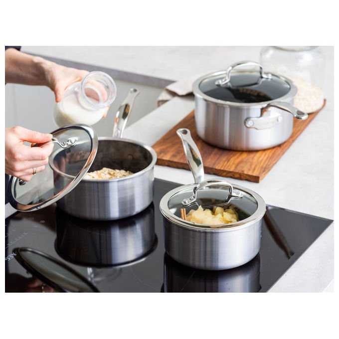 GreenPan CC003822-001 Premiere Padella per saute' in Acciaio Inox con Rivestimento Antiaderente in Ceramica Forno fino a 220 °C Adatto a Tutti i Piani Cottura incluso Induzione colore Argento