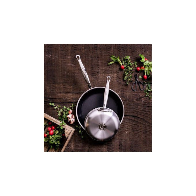 GreenPan CC005002-001 Premiere Padella Multiuso Acciaio Inox Rivestimento Antiaderente in Ceramica Fino a 220°C Lavabile in Lavastoviglie colore Argento