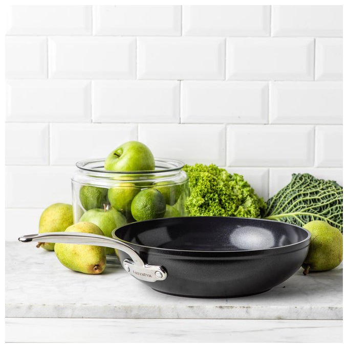 GreenPan BARCELONA28CM Barcelona Pro Wok Rivestimento Ceramica Antiaderente Senza PFAS Diametro 28 cm colore Nero