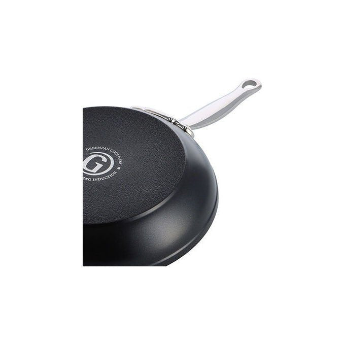 GreenPan BARCELONA PRO Patelnia Sauté 24 cm con Coperchio in Acciaio Inox Antiaderente Ceramica Thermolon Infinity Pro Induzione Forno 220°C PFAS Free colore Nero