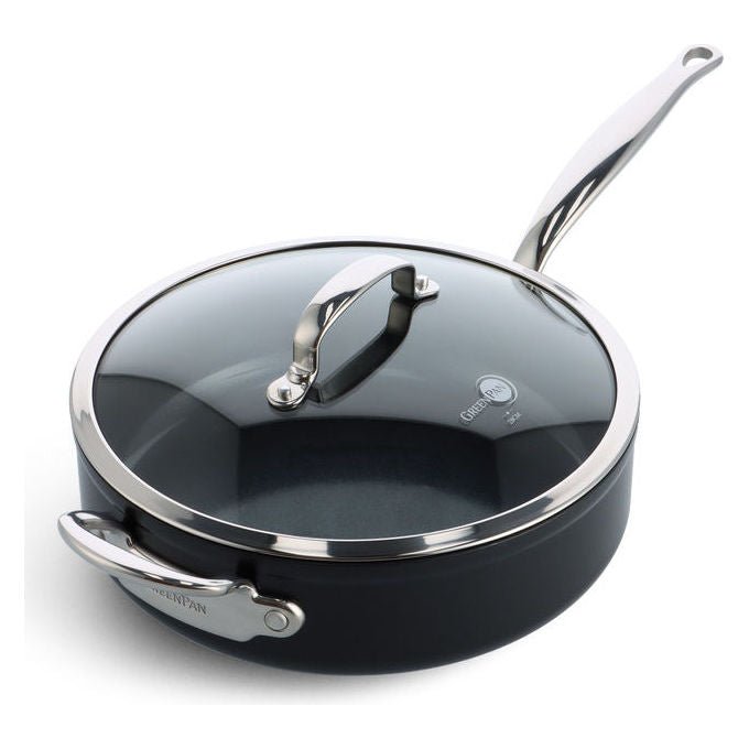 GreenPan BARCELONA PRO Sauteuse 28 cm con Coperchio Rivestimento Ceramico Antiaderente Acciaio Inossidabile Induzione 4,6 L colore Nero