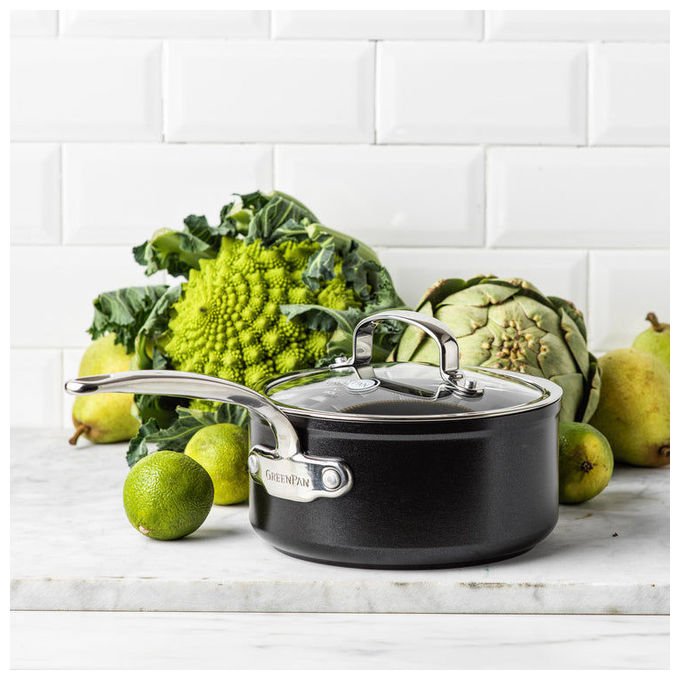 GreenPan CC005332001 Barcelona Pro Steelpan con Coperchio 20 cm Rivestimento Antiaderente in Ceramica Thermolon Infinity Acciaio Inossidabile Induzione colore Nero