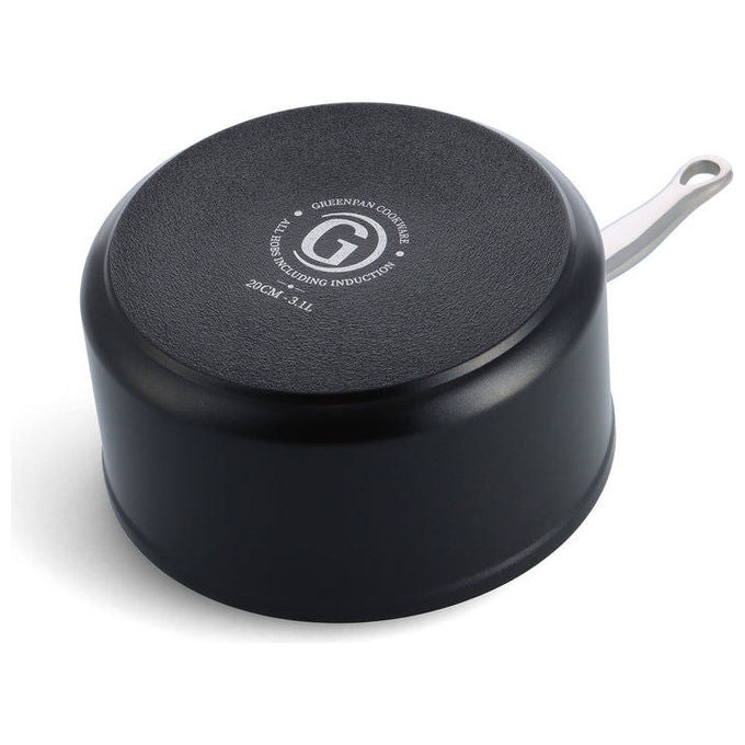 GreenPan CC005332001 Barcelona Pro Steelpan con Coperchio 20 cm Rivestimento Antiaderente in Ceramica Thermolon Infinity Acciaio Inossidabile Induzione colore Nero