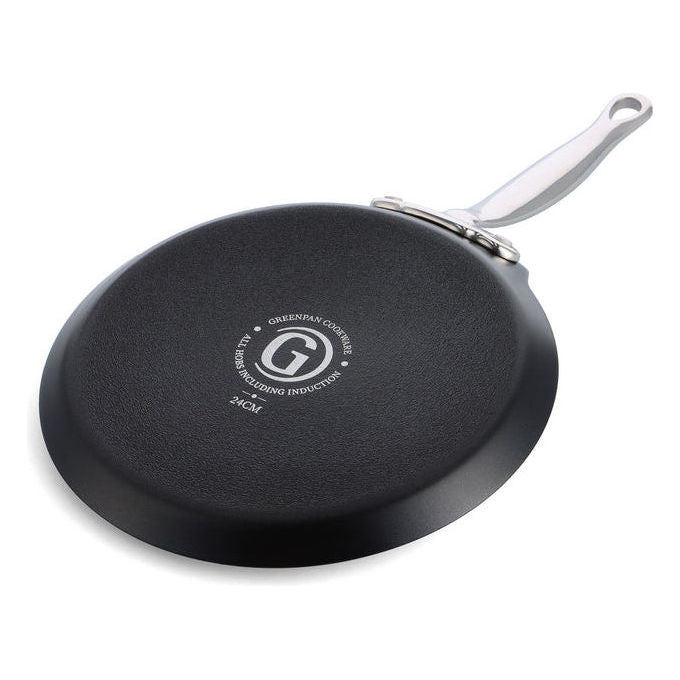 GreenPan CC005337-001 Barcelona Pro Padella per frittelle in alluminio con rivestimento antiaderente in ceramica 24 cm colore Nero