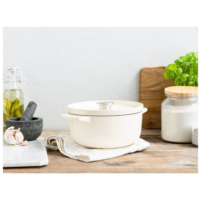 KitchenAid CC006056-001 Pentola in Ghisa 3,3 L Adatta a Tutti i Piani Cottura incluso Induzione Resistente al Forno fino a 260 °C colore Crema