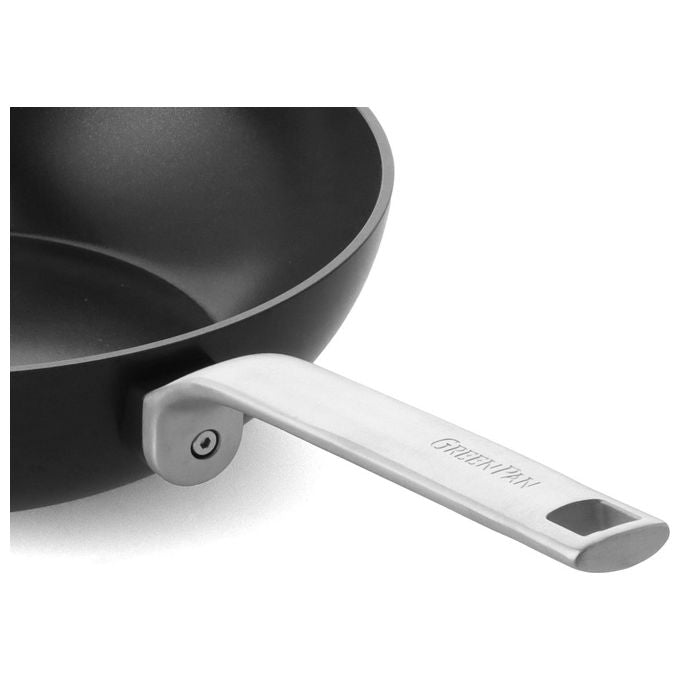 GreenPan CC006388-001 Wok Evolution 28 cm Diametro 28 cm Fondo adatto per induzione Rivestimento antiaderente in ceramica colore Nero