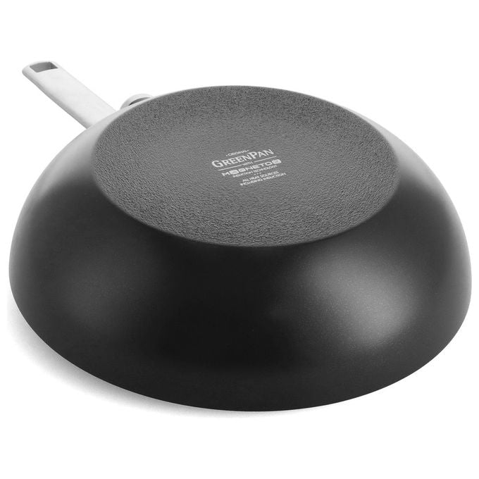 GreenPan CC006388-001 Wok Evolution 28 cm Diametro 28 cm Fondo adatto per induzione Rivestimento antiaderente in ceramica colore Nero