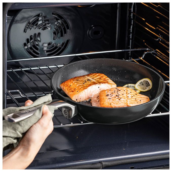 GreenPan CC006388-001 Wok Evolution 28 cm Diametro 28 cm Fondo adatto per induzione Rivestimento antiaderente in ceramica colore Nero