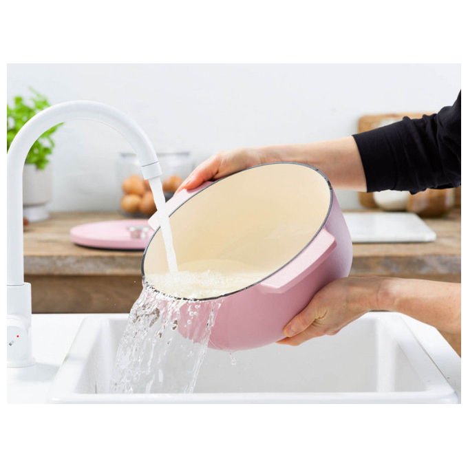 KitchenAid CC007431-001 Casseruola in Ghisa Smaltata 5,2 L Fino a 260°C Induzione Sì Manici Ergonomici Colore Dried Rose