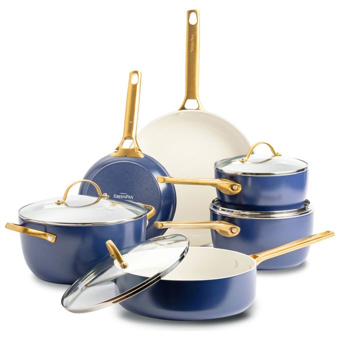 GreenPan CC008493-001 Padova Reserve Set di pentole e padelle 10 pezzi con rivestimento ceramico antiaderente senza PFAS adatto per induzione colore Blu
