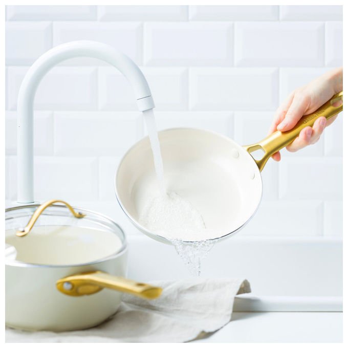 GreenPan CC008495-001 Padova Reserve Set pentole e padelle 10 pezzi Alluminio con rivestimento ceramico Antiderente per induzione Forno fino a 200 °C colore Crema