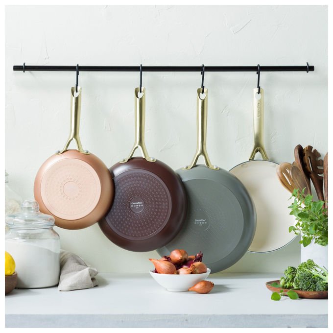 GreenPan CC009020-001 Set di Padelle Shades con Rivestimento in Ceramica Rinforzata con Diamanti 20 cm 24 cm 28 cm colore Terra