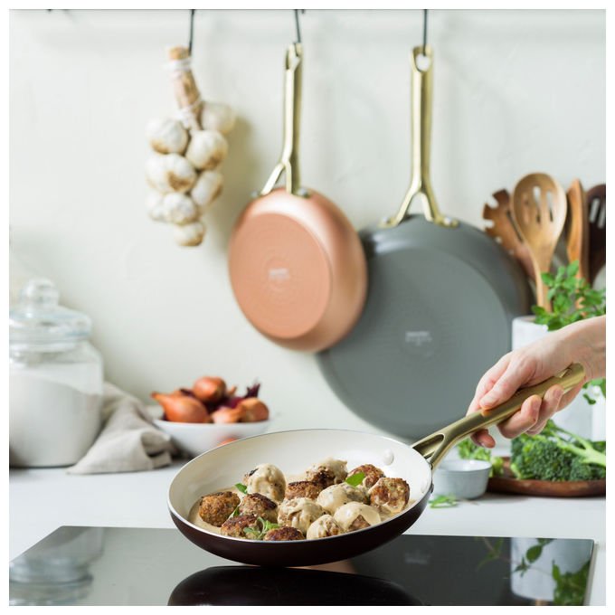 GreenPan CC009020-001 Set di Padelle Shades con Rivestimento in Ceramica Rinforzata con Diamanti 20 cm 24 cm 28 cm colore Terra