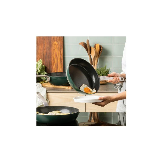 GreenPan CC009167-001 Evolution Frigideira 28 cm in Alluminio Riciclato con Rivestimento Antiaderente Thermolon Senza PFAS Manico in Acciaio Inox Rimovibile colore Nero