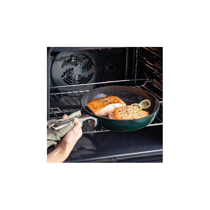 GreenPan CC009167-001 Evolution Frigideira 28 cm in Alluminio Riciclato con Rivestimento Antiaderente Thermolon Senza PFAS Manico in Acciaio Inox Rimovibile colore Nero