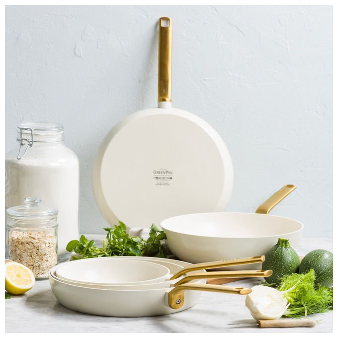 GreenPan CC009170-001 Evolution Padella Multiuso 28 cm Antiaderente Alluminio con Manico in Acciaio Inox colore Bianco