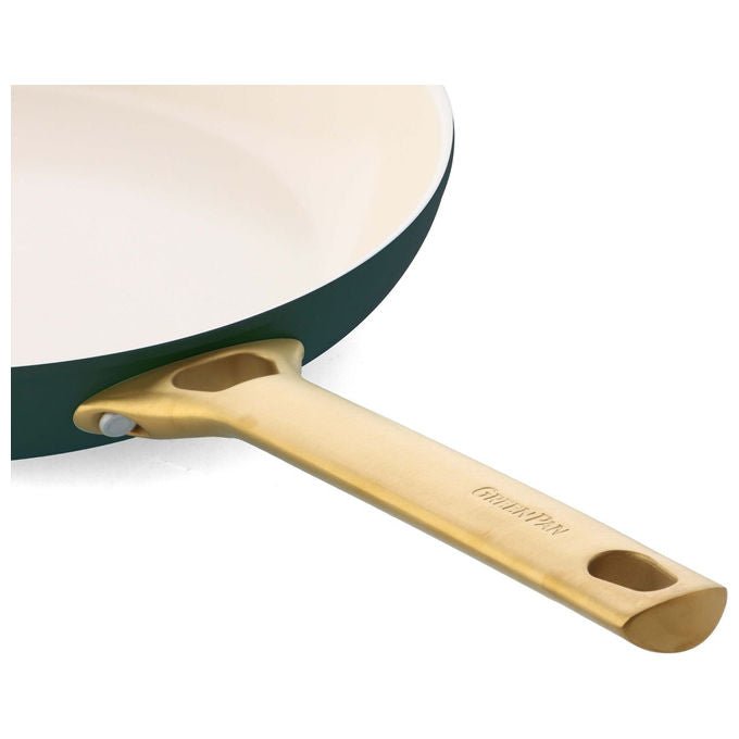 GreenPan CC010214-001 Padova Reserve Set di Padelle 2 pezzi 20 cm e 26 cm Induzione Ceramica Antiaderente colore Verde con Manico Dorato