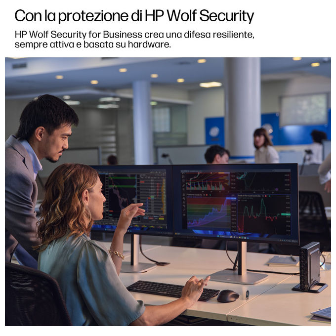HP E07KNAT HP EliteDesk 8 Mini G1i AI PC Mini PC Intel Core Ultra 7 265T 32 GB DDR5-SDRAM 1 TB SSD NVMe Intel Graphics Wi-Fi 7 Bluetooth 5.4 Windows 11 Pro colore Jack black
