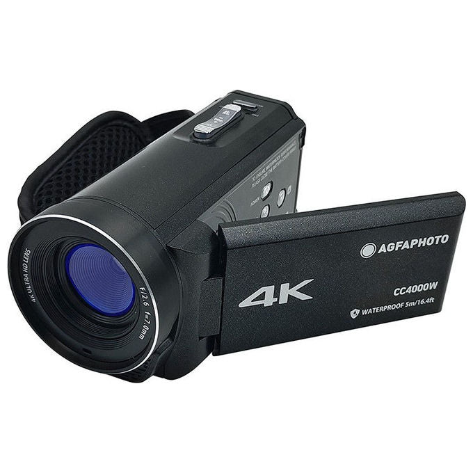 AgfaPhoto CC4000W Videocamera palmare 24 MP 4K Ultra HD Zoom digitale 18x Stabilizzatore EIS Schermo 7,62 cm LCD HDMI MicroSD fino a 512 GB USB Type-C colore Nero