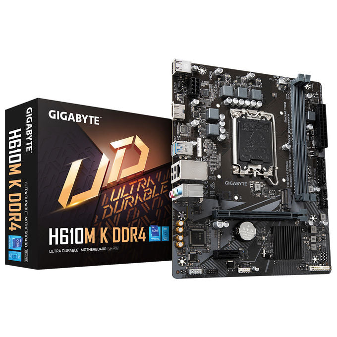 Gigabyte H610M K DDR4 Scheda madre Intel H610 Express LGA 1700 2x DIMM DDR4 fino a 3200MHz 1x M.2 2x SATA USB 3.2 Gen 1 LAN Gigabit colore Marrone
